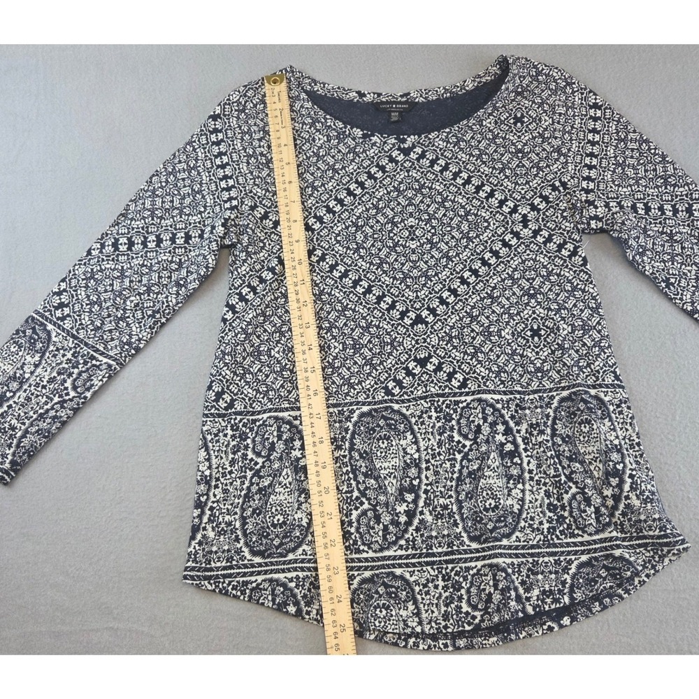 NWT Lucky Brand Boho Paisley Print Tunic Top Medium Knit Blouse Modal Cotton - Picture 9 of 10